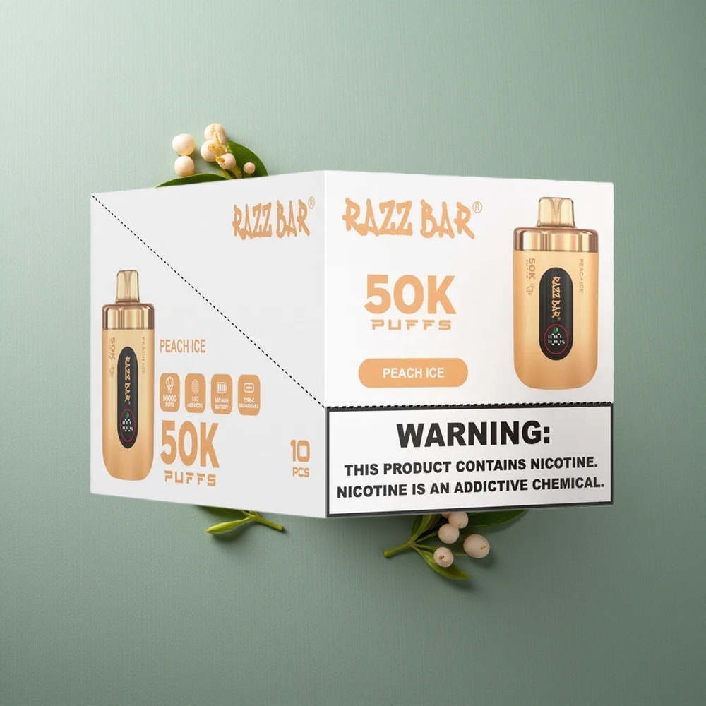 Peach Ice Razz Bar Disposable Vape 50K Puffs UK Vape Wholesale Type-C Rechargeable