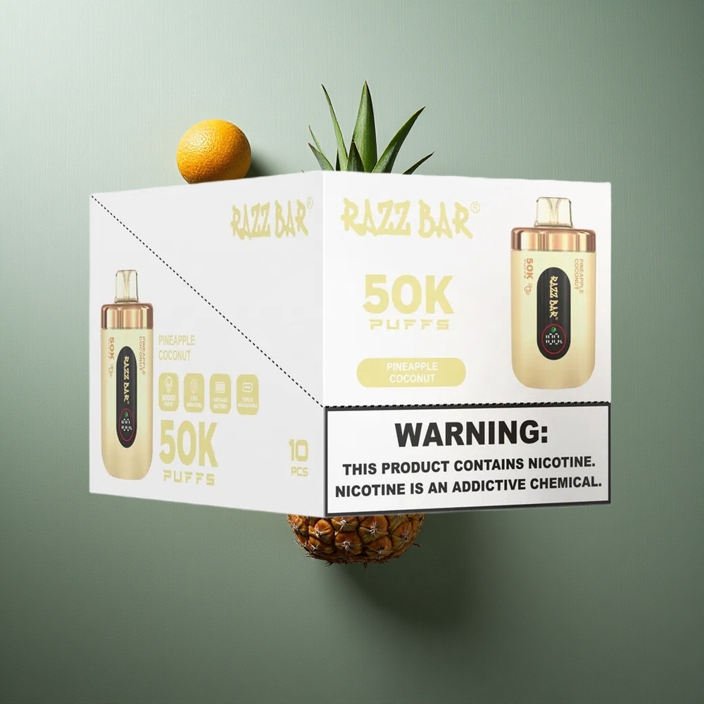 Pineapple Coconut Razz Bar Disposable Vape 50K Puffs UK Vape Wholesale Type-C Rechargeable