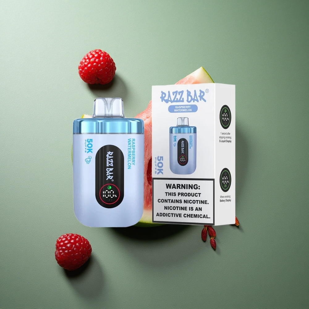 Raspberry Watermelon Razz Bar 50K Puffs Disposable Vape Type-C Rechargeable UK Vape Wholesale