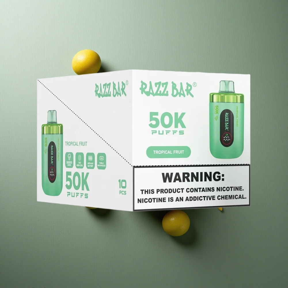Tropical Fruit Razz Bar Disposable Vape 50K Puffs UK Vape Wholesale Type-C Rechargeable