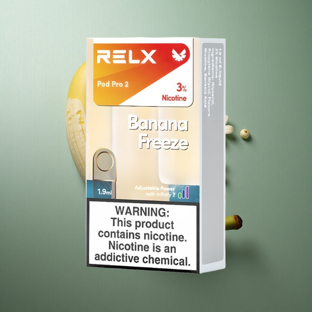 Banana Freeze RELX Pod Pro 2 600 Puffs UK Vape Wholesale 3% Nicotine 1.9ml