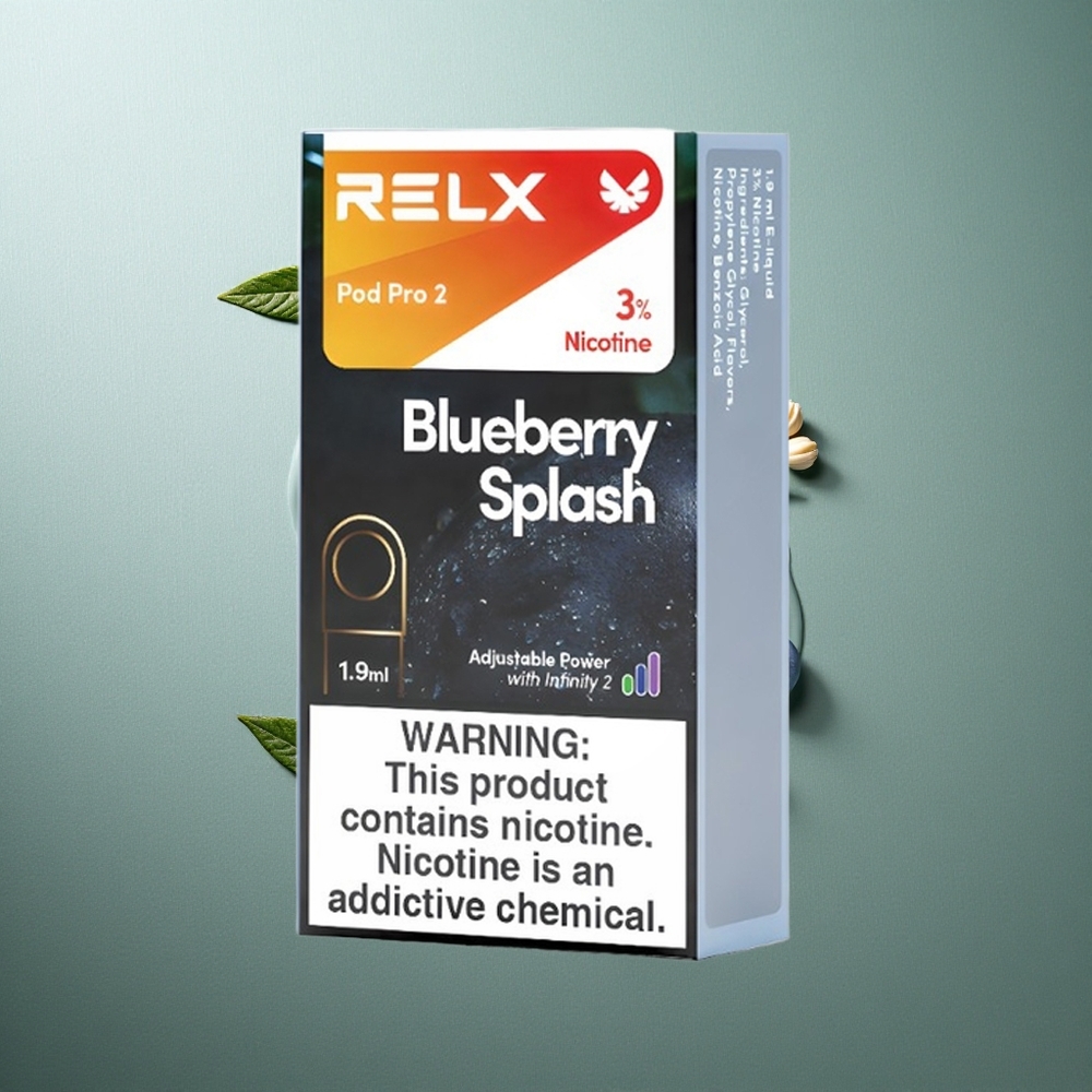 Blueberry Splash RELX Pod Pro 2 600 Puffs UK Vape Wholesale 3% Nicotine 1.9ml