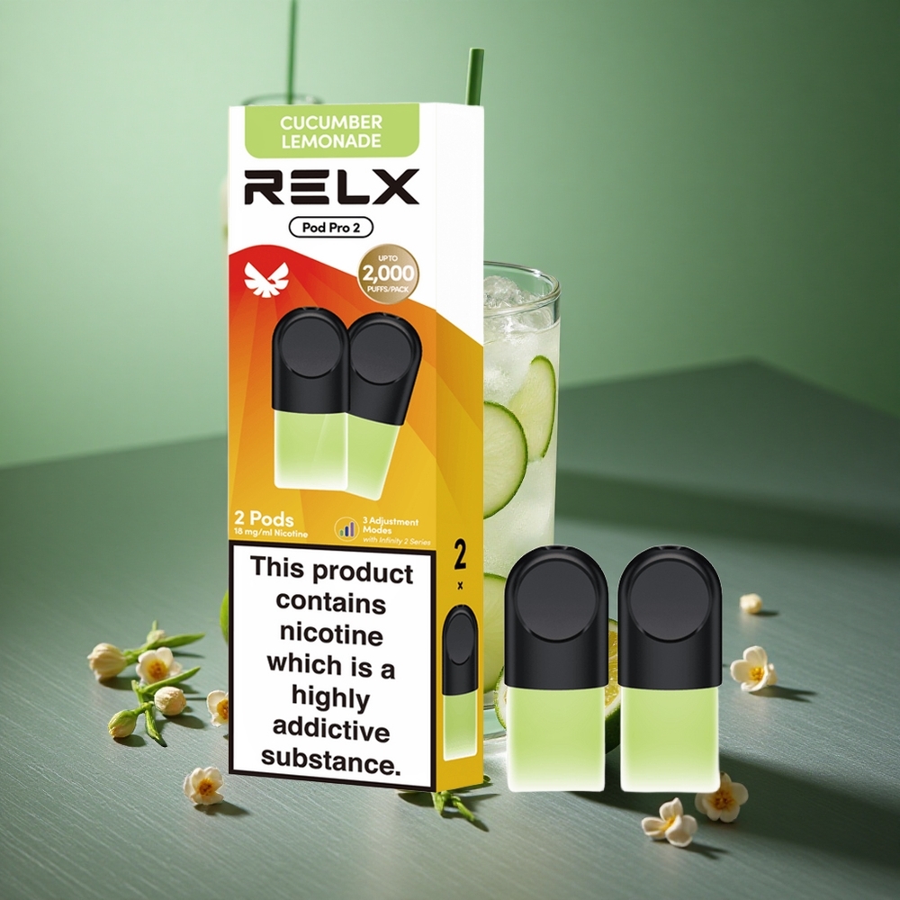 Cucumber Lemonade RELX Pod Pro 2 600 Puffs UK Vape Wholesale 1.9ml Pod Capacity