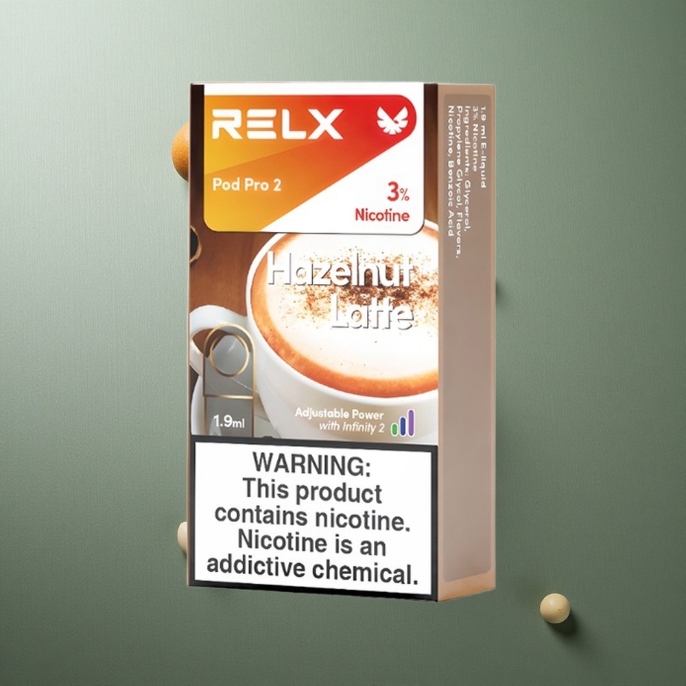 Hazelnut Latte RELX Pod Pro 2 600 Puffs UK Vape Wholesale 1.9ml 3% Nicotine