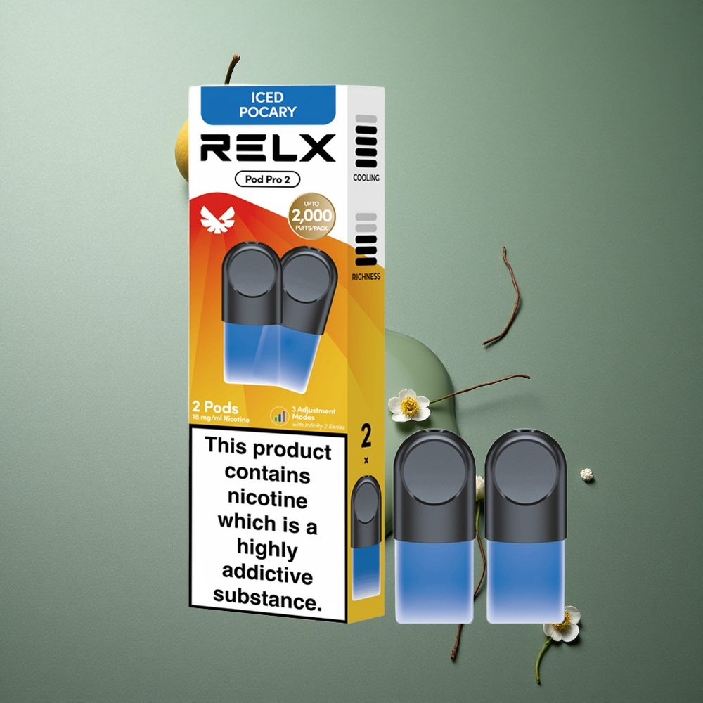 Iced Pocary RELX Pod Pro 2 600 Puffs UK Vape Wholesale 1.9ml 3 Modes