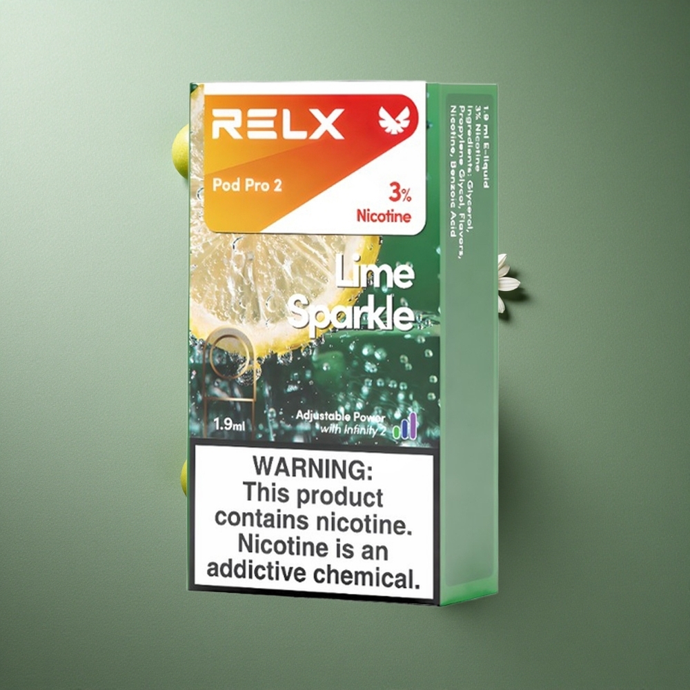 Lime Sparkle RELX Pod Pro 2 600 Puffs UK Vape Wholesale 1.9ml, 3% Nicotine