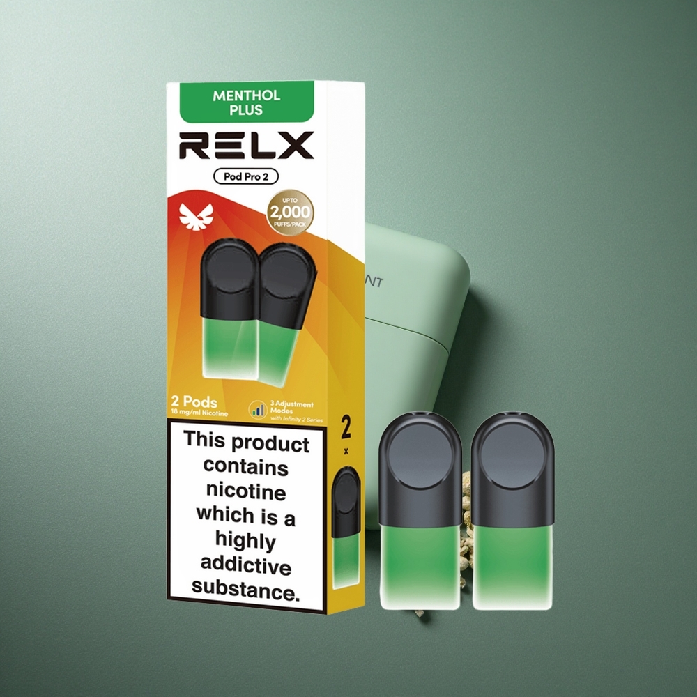 Mint-Menthol Plus RELX Pod Pro 2 600 Puffs UK Vape Wholesale 1.8% Nicotine
