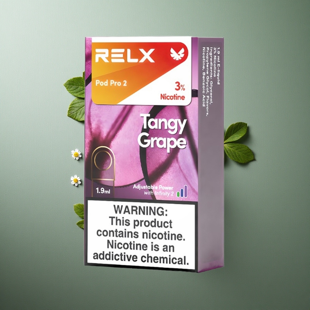 Tangy Grape RELX Pod Pro 2 600 Puffs UK Vape Wholesale 1.9ml 3 Voltage Modes